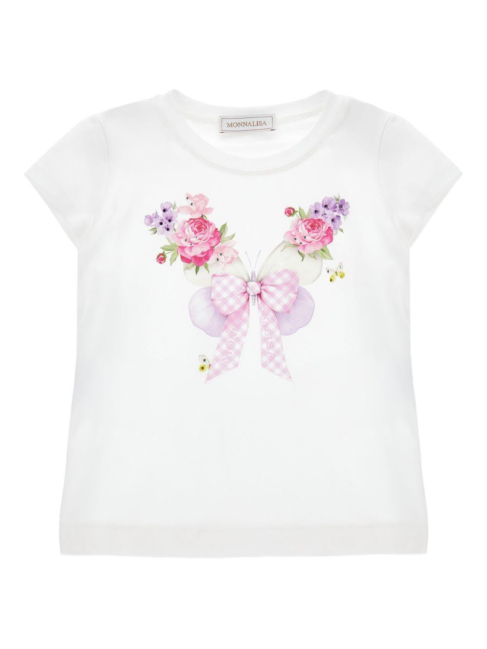 T-shirt bianca per bambina 11G6037201 0099 Monnalisa Kids 