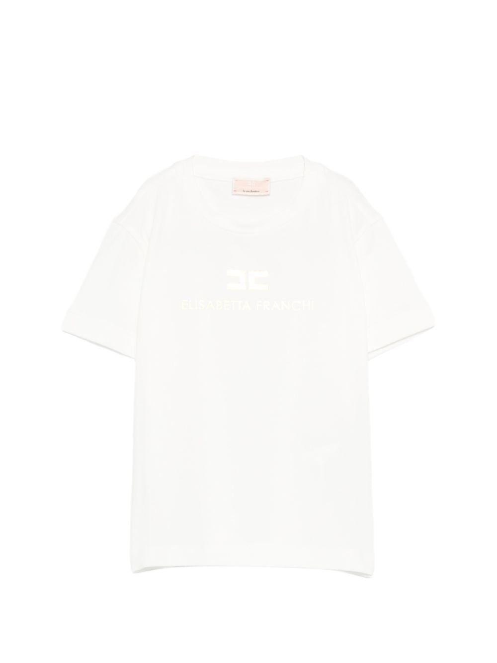 T-shirt bianco per bambina EGTS1080JE006 0115 Elisabetta Franchi Kids 