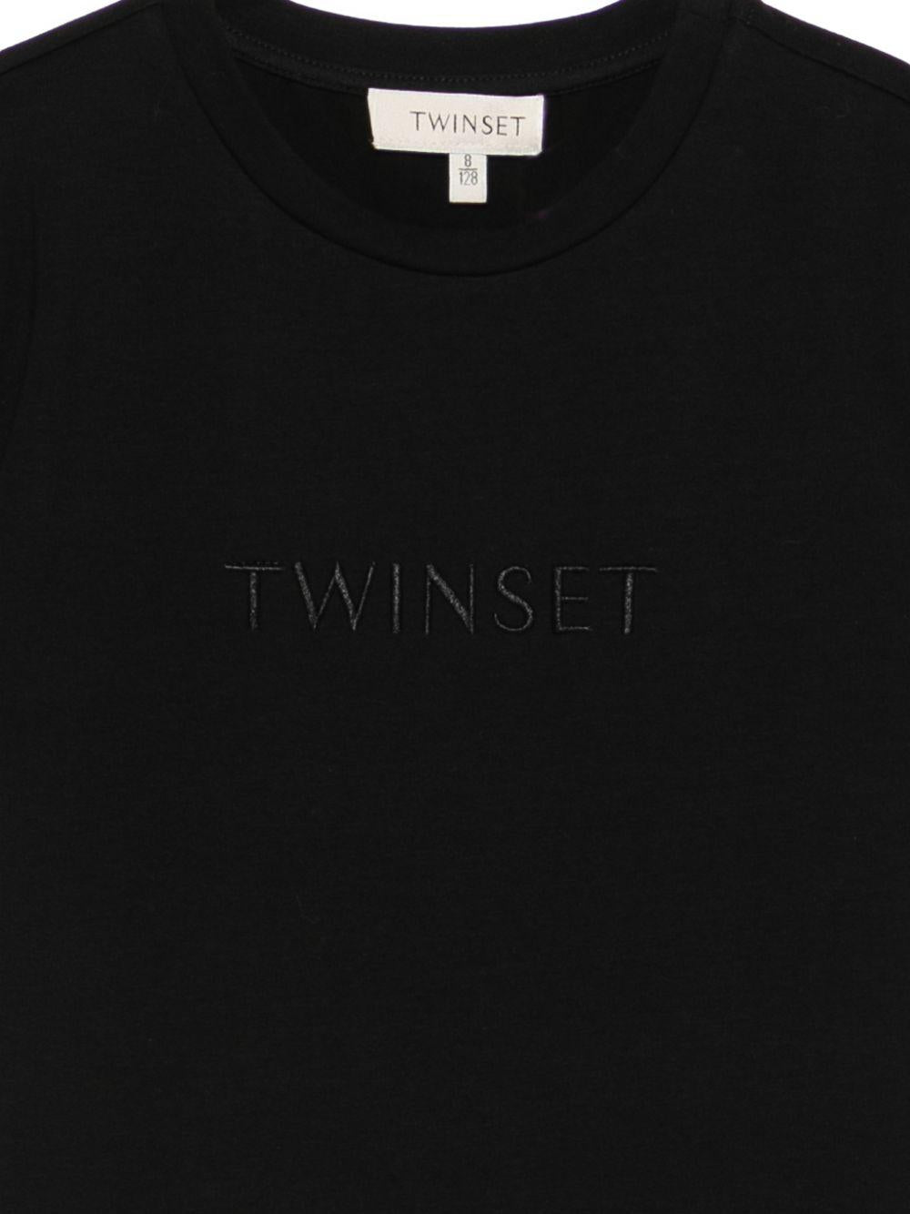 T-shirt nera per bambina 261GJ2252 00006 Twin Set 