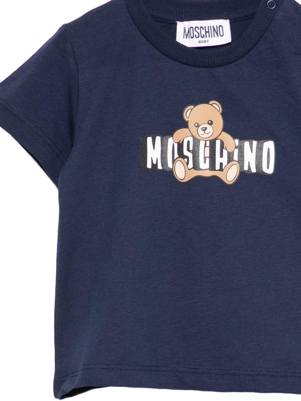 T-shirt blu navy per neonato MUM04PLAA03 40016 Moschino Kids 