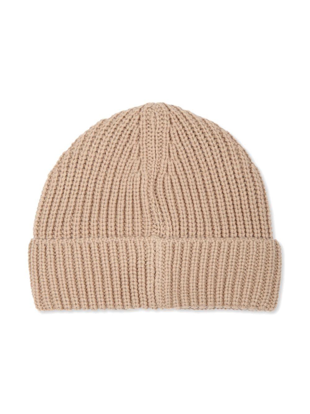 Unisex hat in beige wool blend with logo