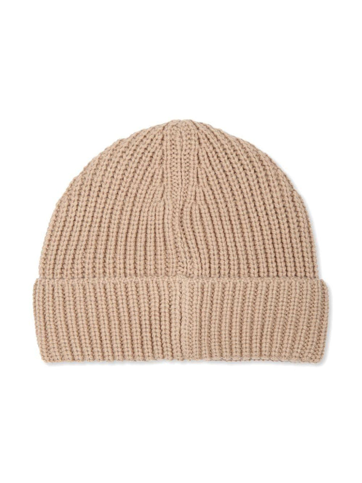 Unisex hat in beige wool blend with logo