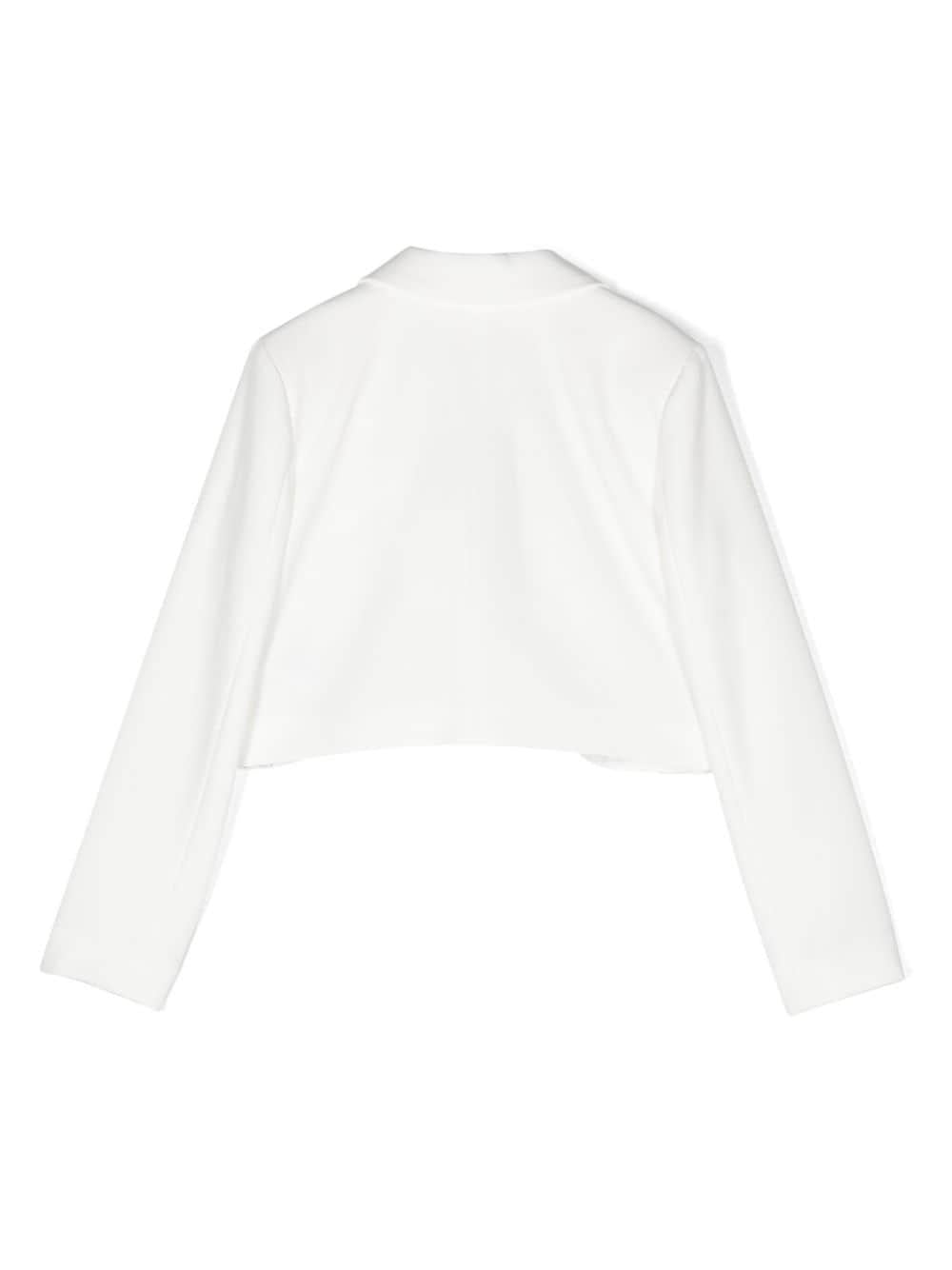 Blazer bianco per bambina con placca con logo