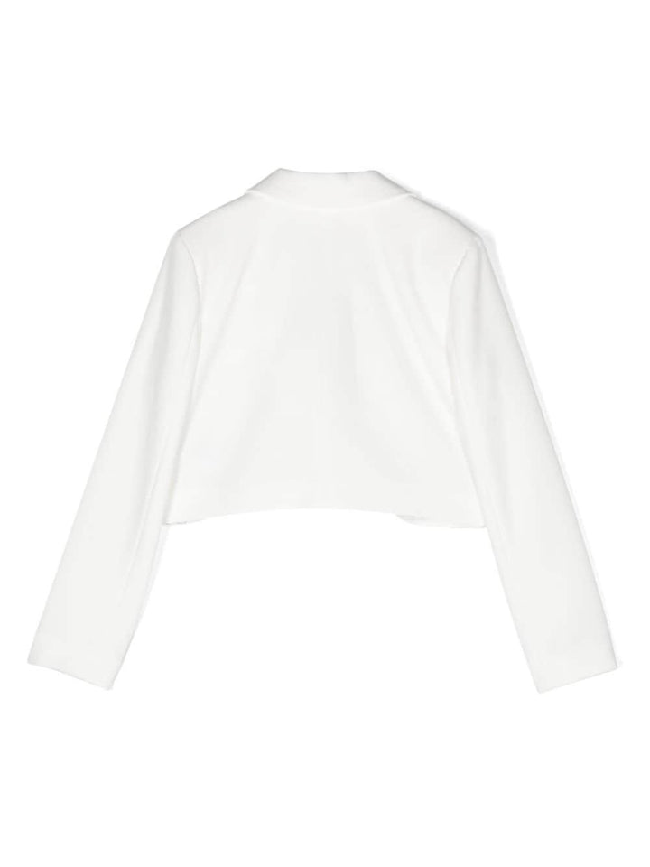 Blazer bianco per bambina con placca con logo