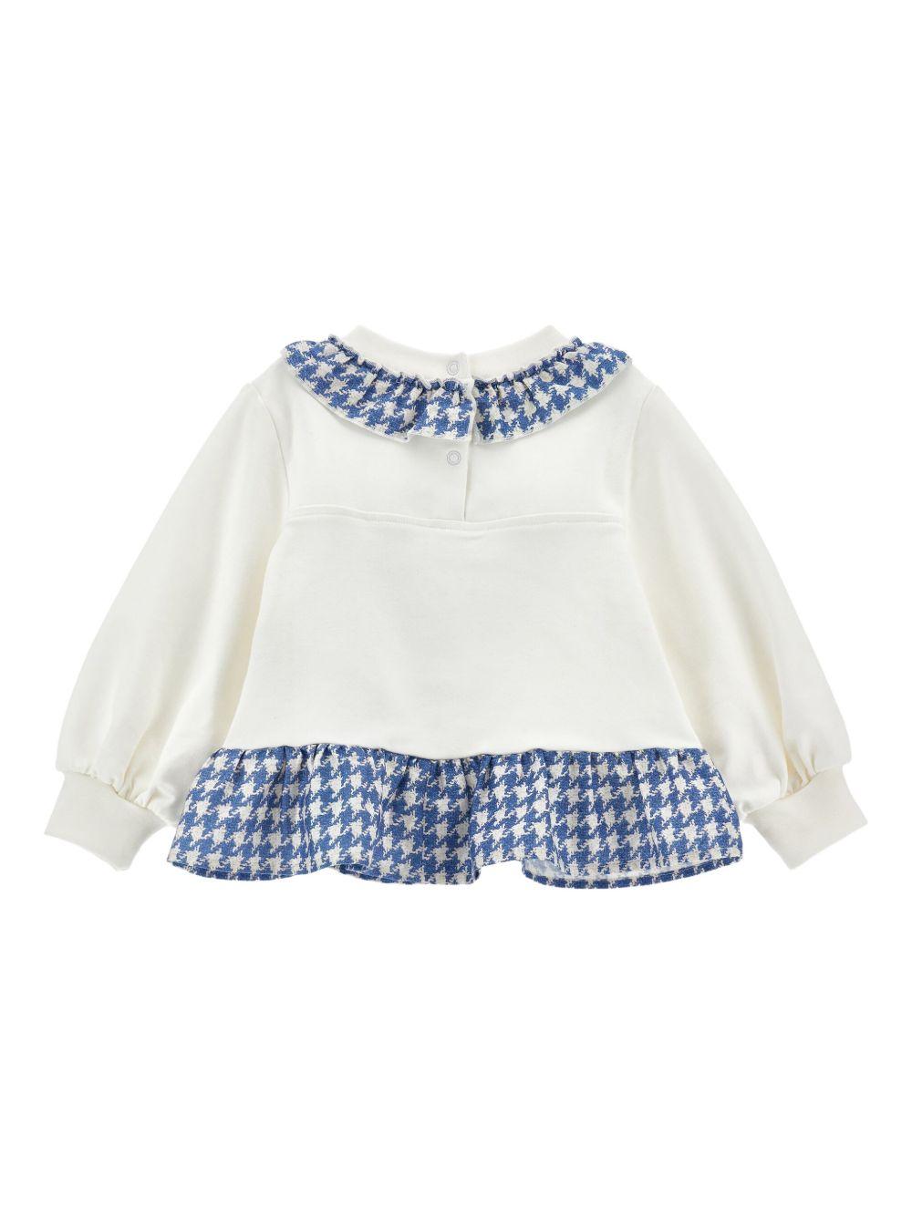 Felpa bianco/blu per neonata 39F6196004 0158 Monnalisa Kids 