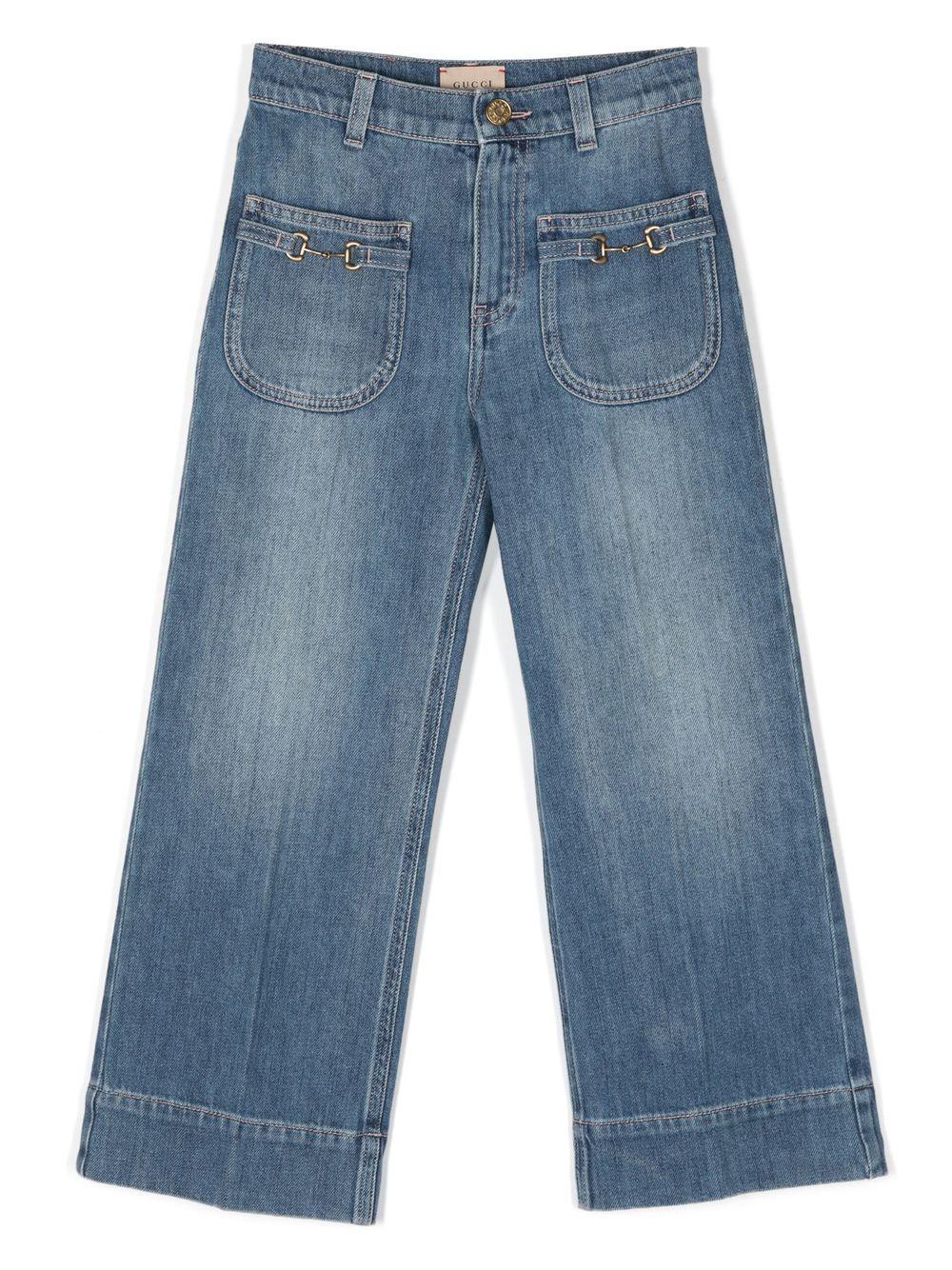 Blue jeans for girls with logo