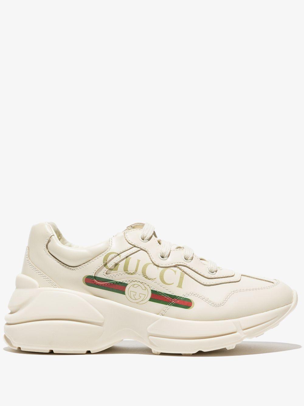 Sneakers crema per bambina con logo