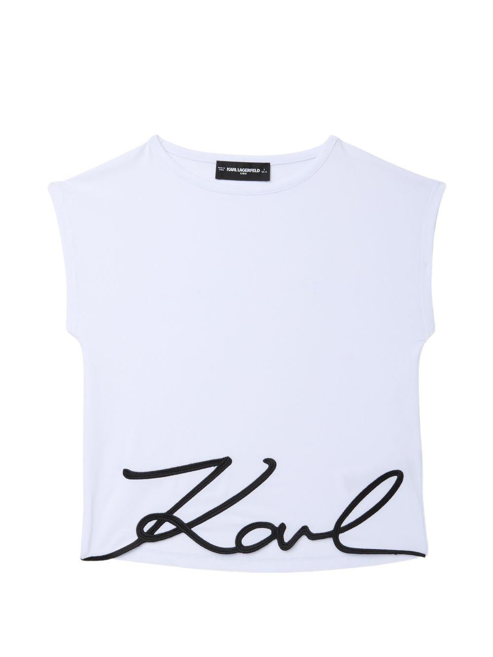 T-shirt bianca per bambina Z31164 10P Karl Lagerfeld Kids 
