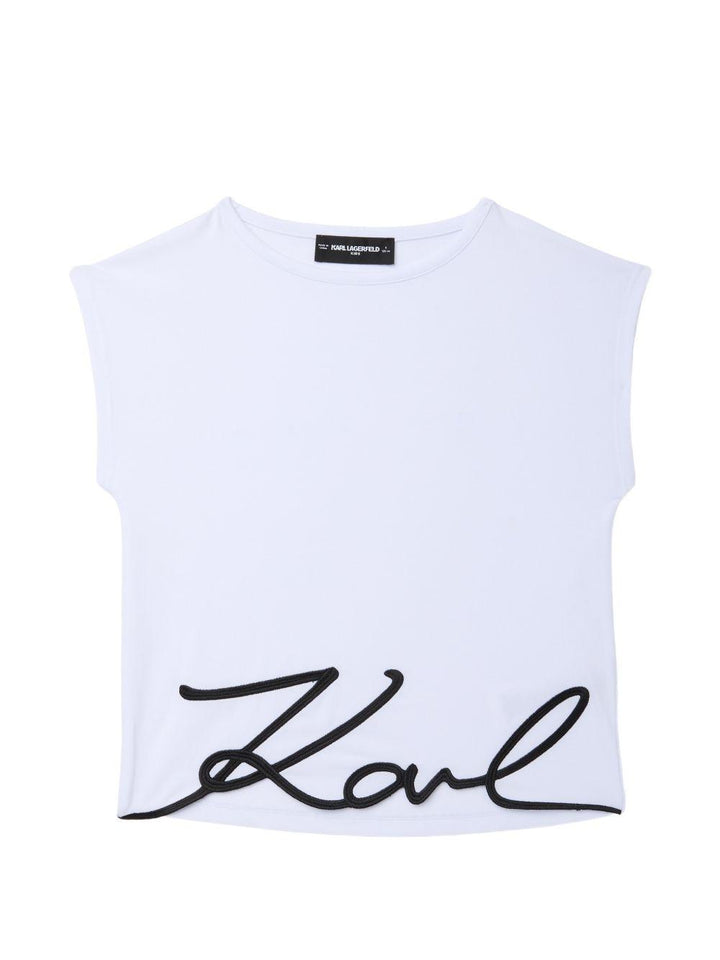 T-shirt bianca per bambina Z31164 10P Karl Lagerfeld Kids 