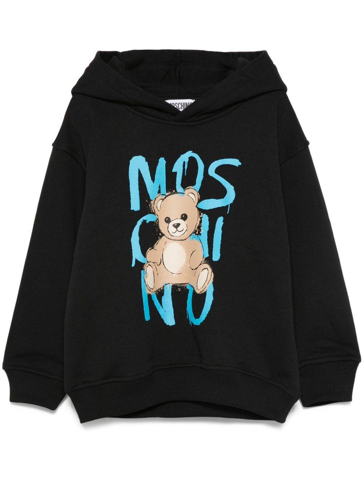 Felpa nera per bambino HUF098LCA77 60100 Moschino Kids 