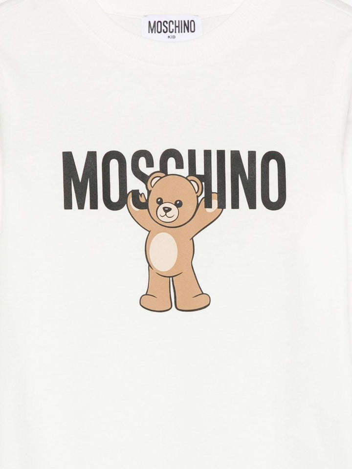 T-shirt bianco per bambino HTO00JLAA10 10063 Moschino Kids 