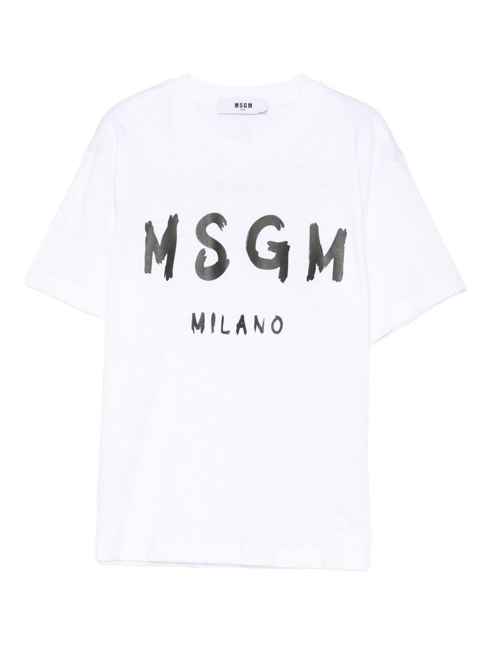 T-shirt bianca per bambino F5MSJUTH007 001 Msgm Kids 