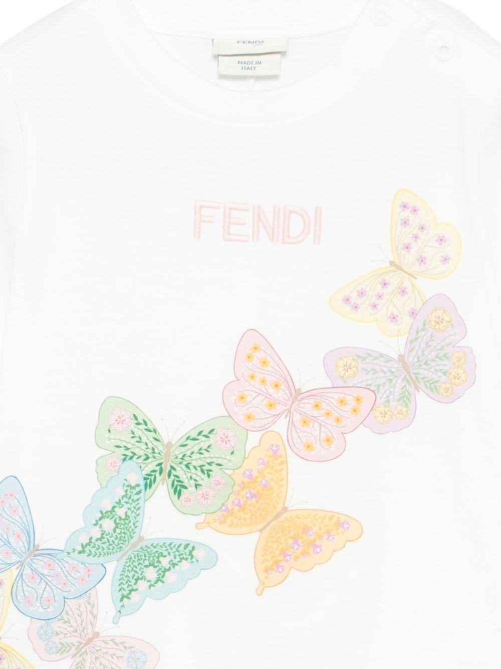 T-shirt bianca per neonato BFI1827AJ F0TU9 Fendi Kids 