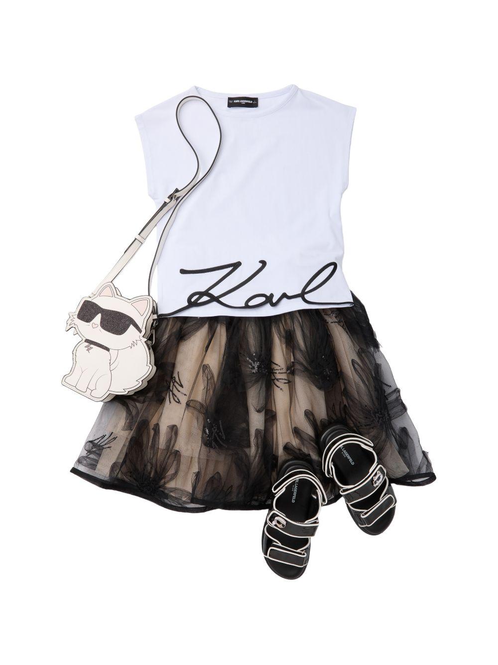T-shirt bianca per bambina Z31164 10P Karl Lagerfeld Kids 