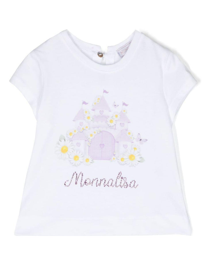 T-shirt bianca per neonata con stampa