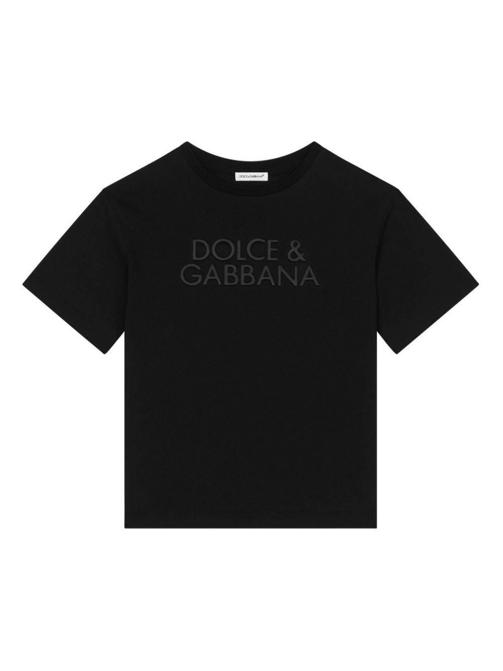 T-shirt nera per bambino con logo L4JTHUG7N0D N0000 Dolce & Gabbana Kids 