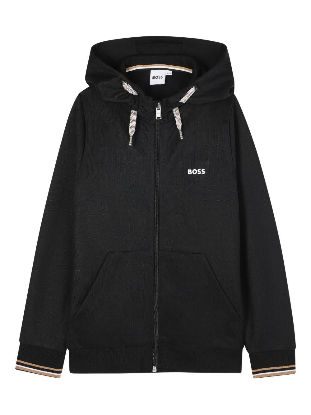 Felpa nera per bambino J52327 09B Boss Kids 
