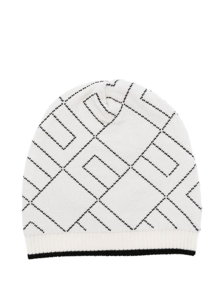 Cappello bianco/nero per neonata ENCP074CFL229 D759 Elisabetta Franchi Kids 