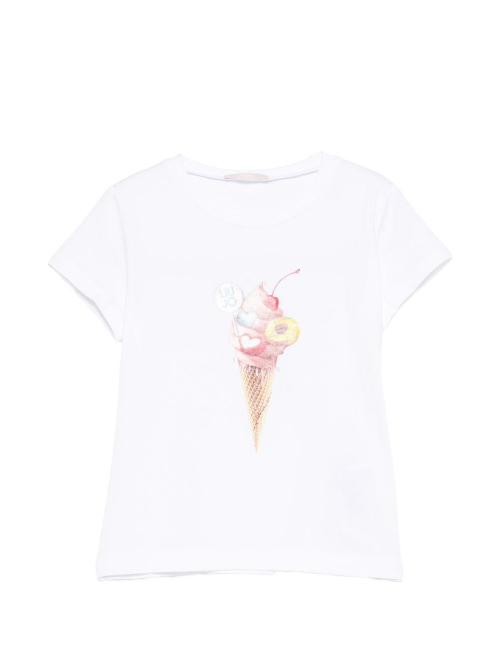 T-shirt bianca per bambina KA6026JS003 V9828 Liu Jo 
