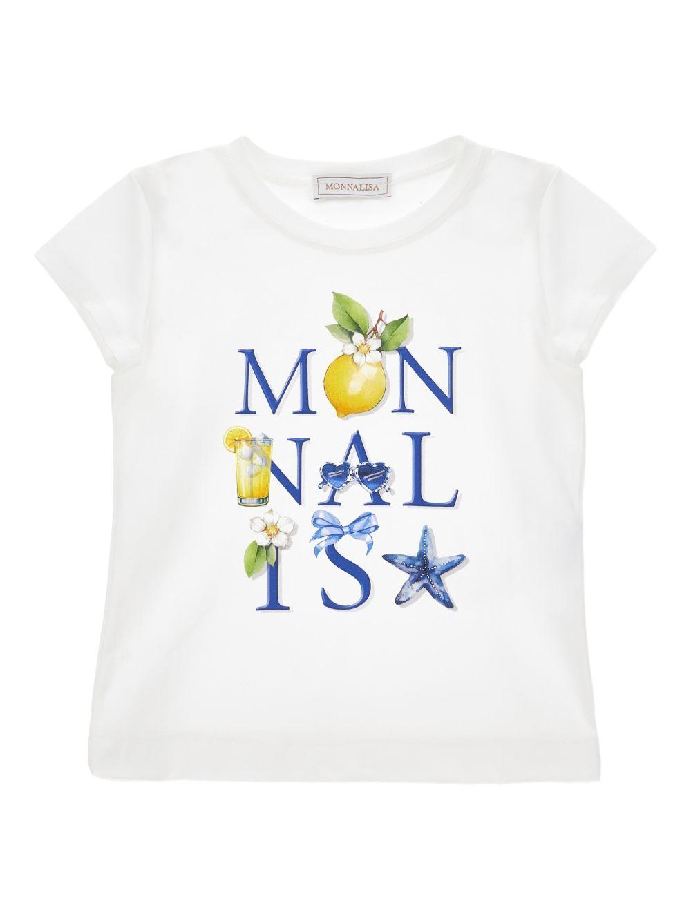 T-shirt bianca per bambina 11G6217201 0099 Monnalisa Kids 