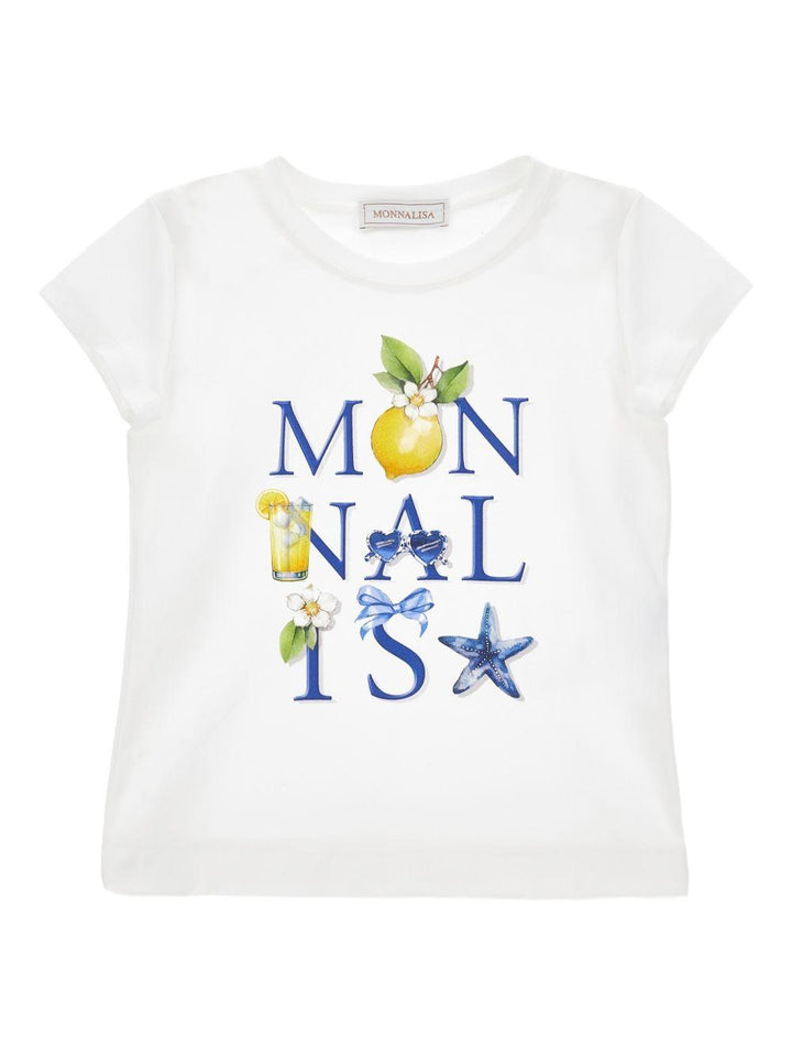 T-shirt bianca per bambina 11G6217201 0099 Monnalisa Kids 