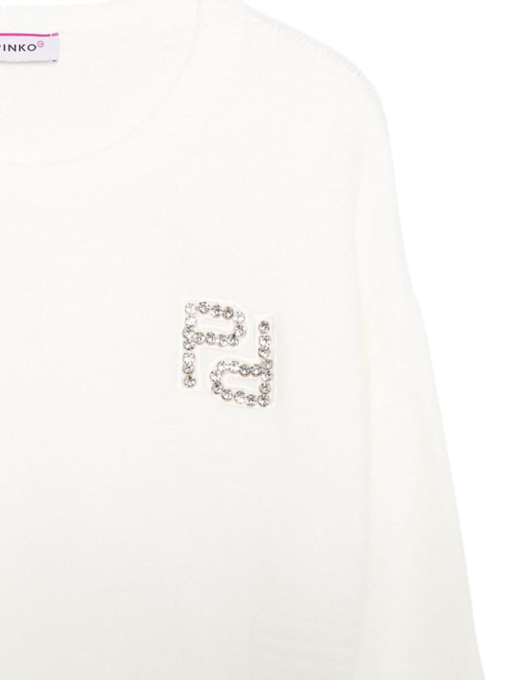White sweater for girls with logo