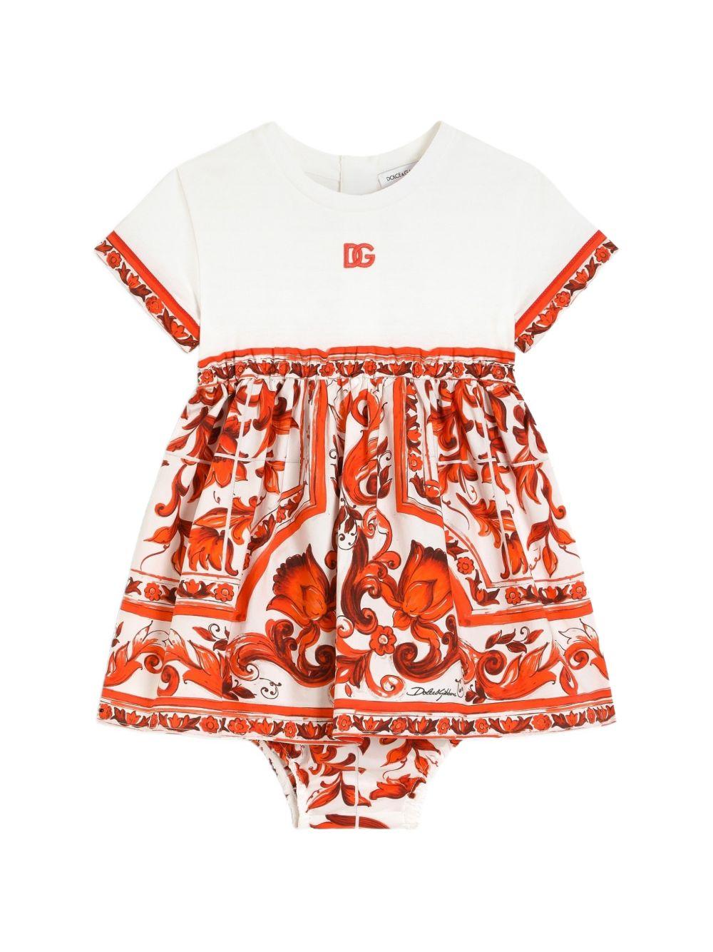 Abito bianco/arancione per neonata L2JDBFG7P4G S9000 Dolce & Gabbana Kids 