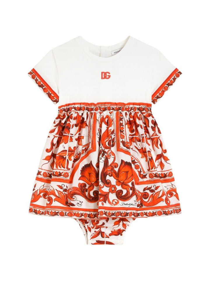 Abito bianco/arancione per neonata L2JDBFG7P4G S9000 Dolce & Gabbana Kids 