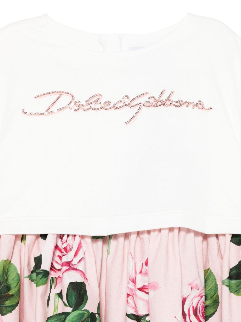 Abito rosa cipria/bianco per bambina L5JD9RG7O0S S9000 Dolce & Gabbana Kids 