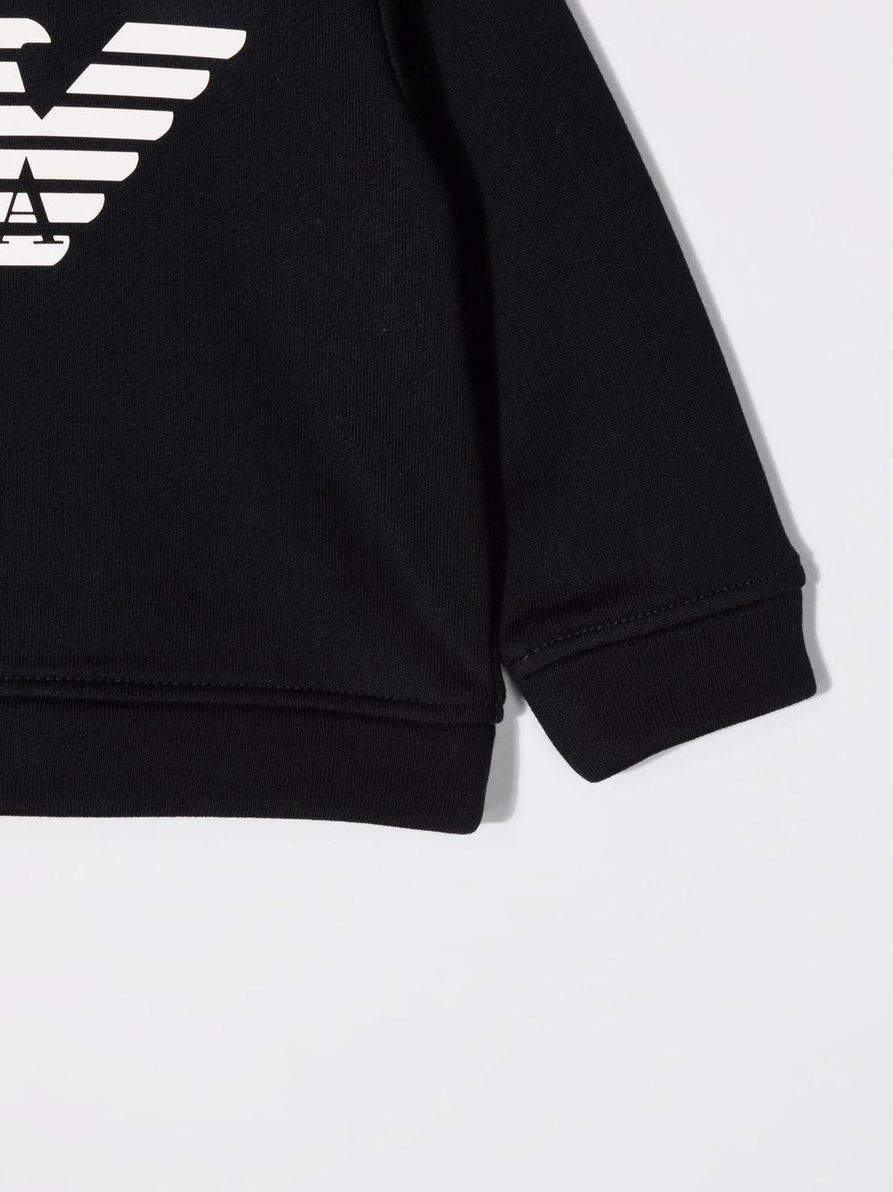 Felpa nera per neoanto con logo bianco 8NHMR61JRIZ F907 Emporio Armani Kids 