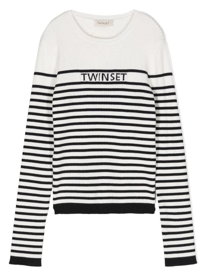 White/black logo T-shirt for girls
