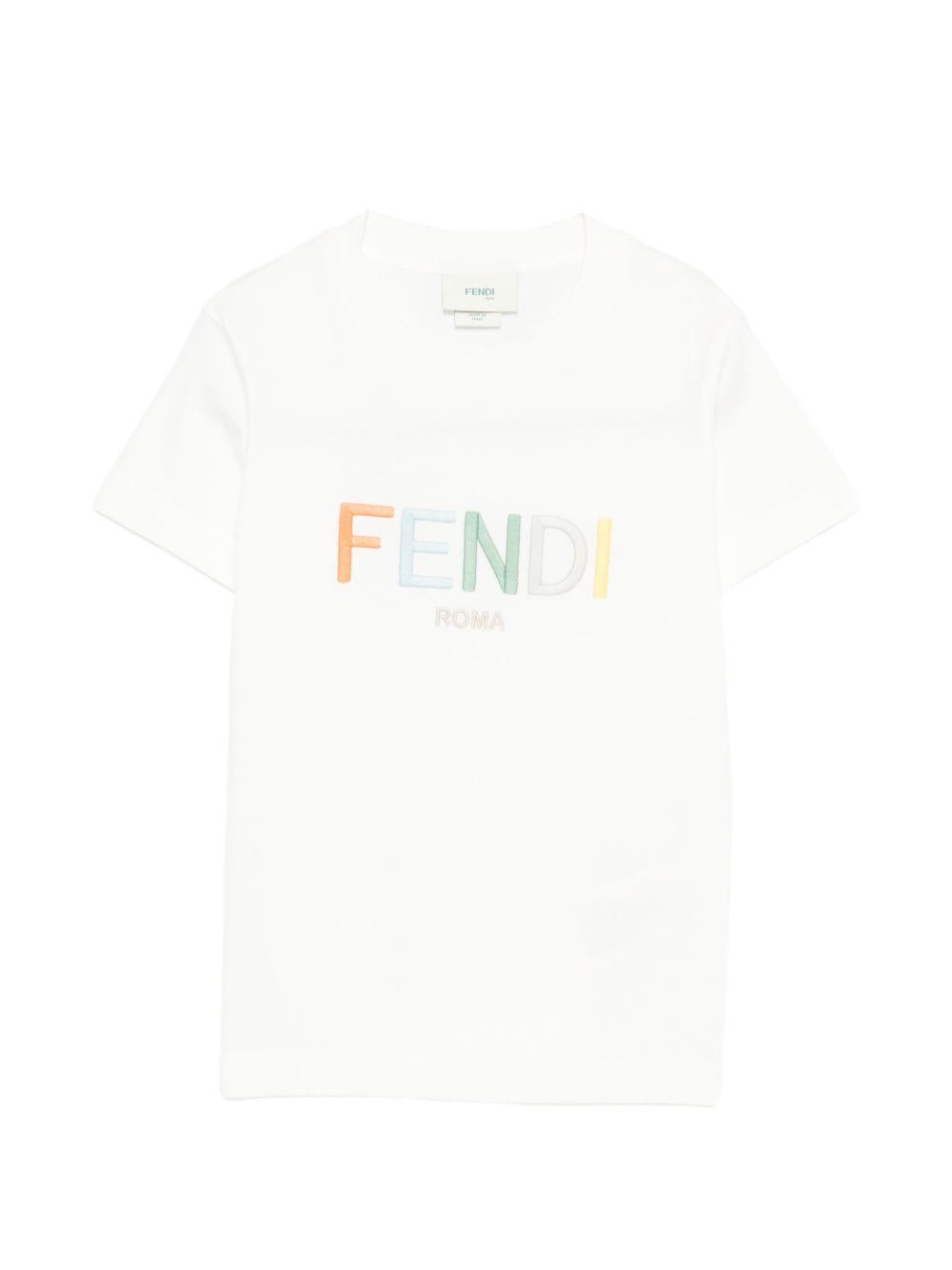 T-shirt bianco per bambino JUI2067AJ F0TU9 Fendi Kids 