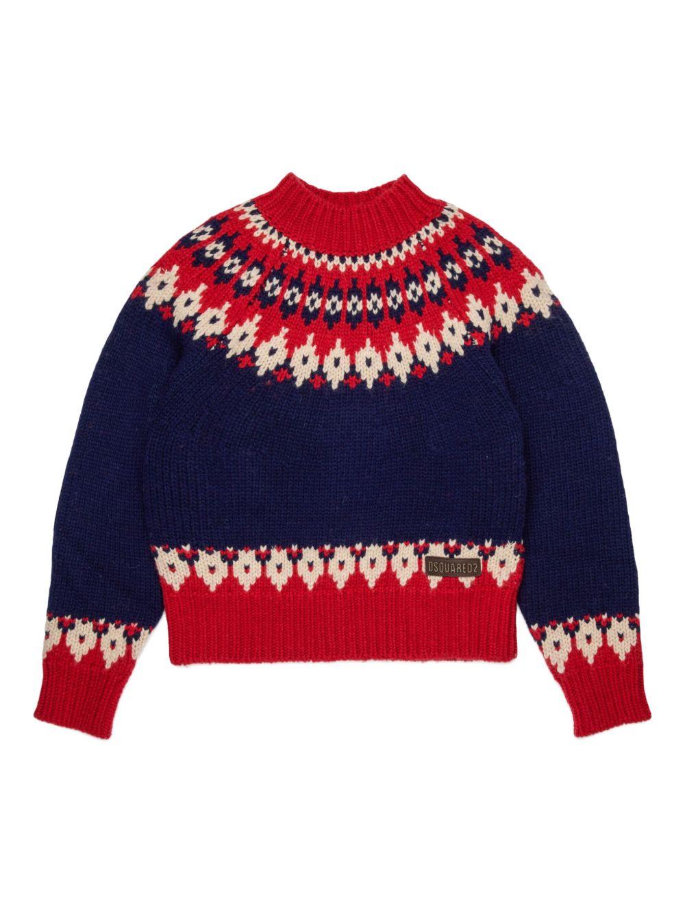 Maglione blu navy/rosso per bambino DQ3070D0AAZ DQ864 Dsquared2 Kids 