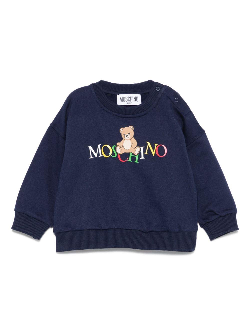 Felpa blu navy per neonato MUF064LCA60 40016 Moschino Kids 