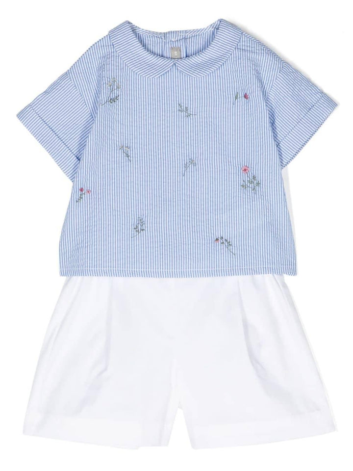 Light blue and white outfit for baby girls
