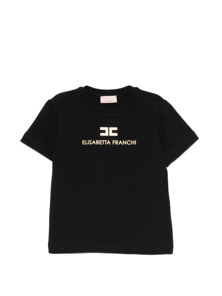 T-shirt nero per bambina EGTS1080JE006 N005 Elisabetta Franchi Kids 
