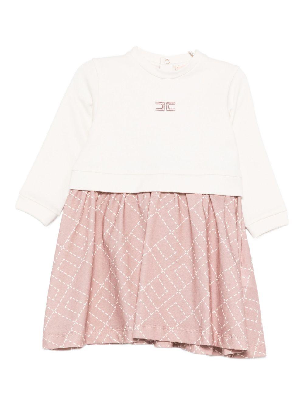 Abito bianco/rosa per neoanta ENAB0660FF002 D687 Elisabetta Franchi Kids 