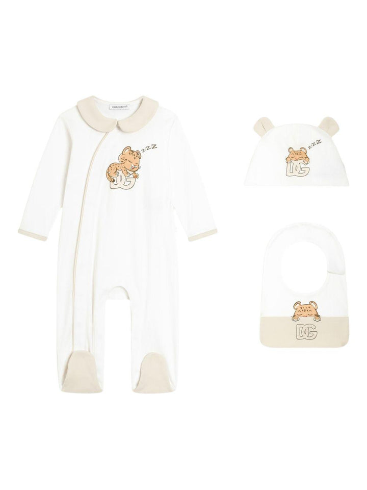 Tutina bianca/beige per neonata L1JOBSG7PNL S9000 Dolce & Gabbana Kids 