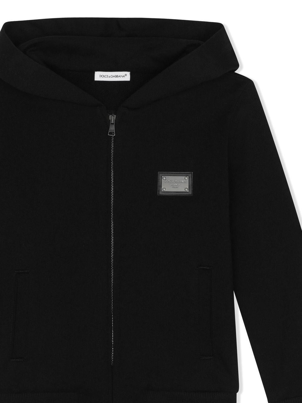 Felpa per bambino in cotone nera L4JW2VG7I2P N0000 Dolce & Gabbana Kids 