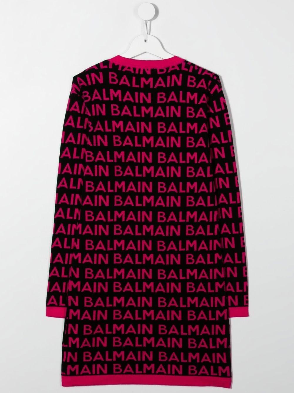 Dress for girls in black and fuchsia cotton