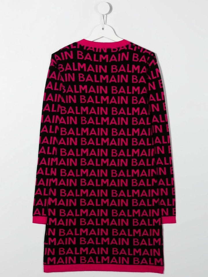 Dress for girls in black and fuchsia cotton