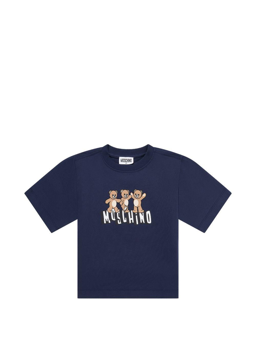 T-shirt blu navy per bambino HUM05PLAA23 40016 Moschino Kids 
