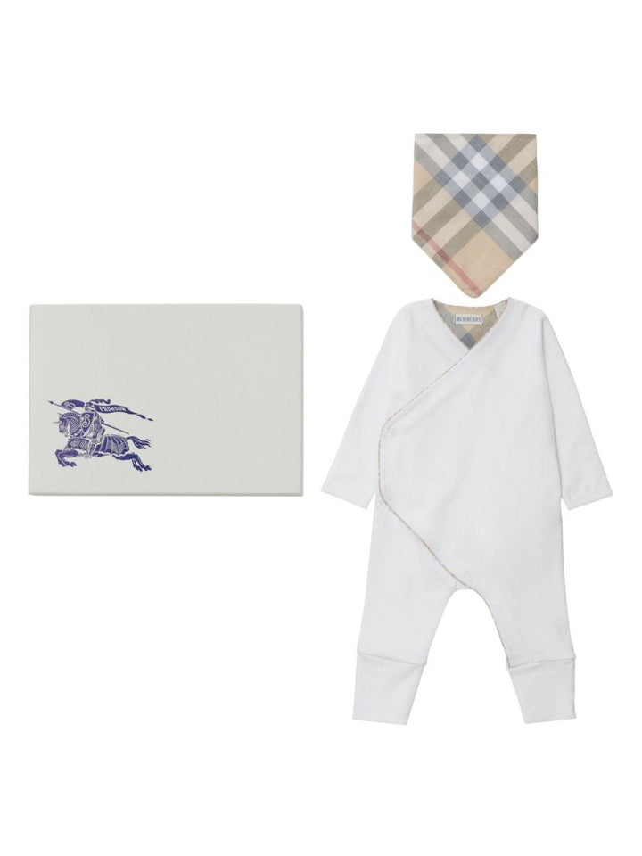 Set da due pezzi per neonato in cotone bianco 8093120 A1464 Burberry Kids 