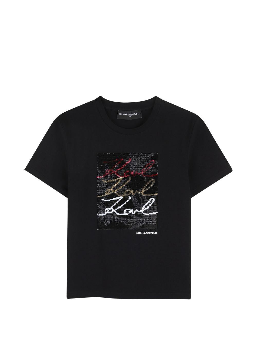 T-shirt nera per bambina Z31153 09B Karl Lagerfeld Kids 