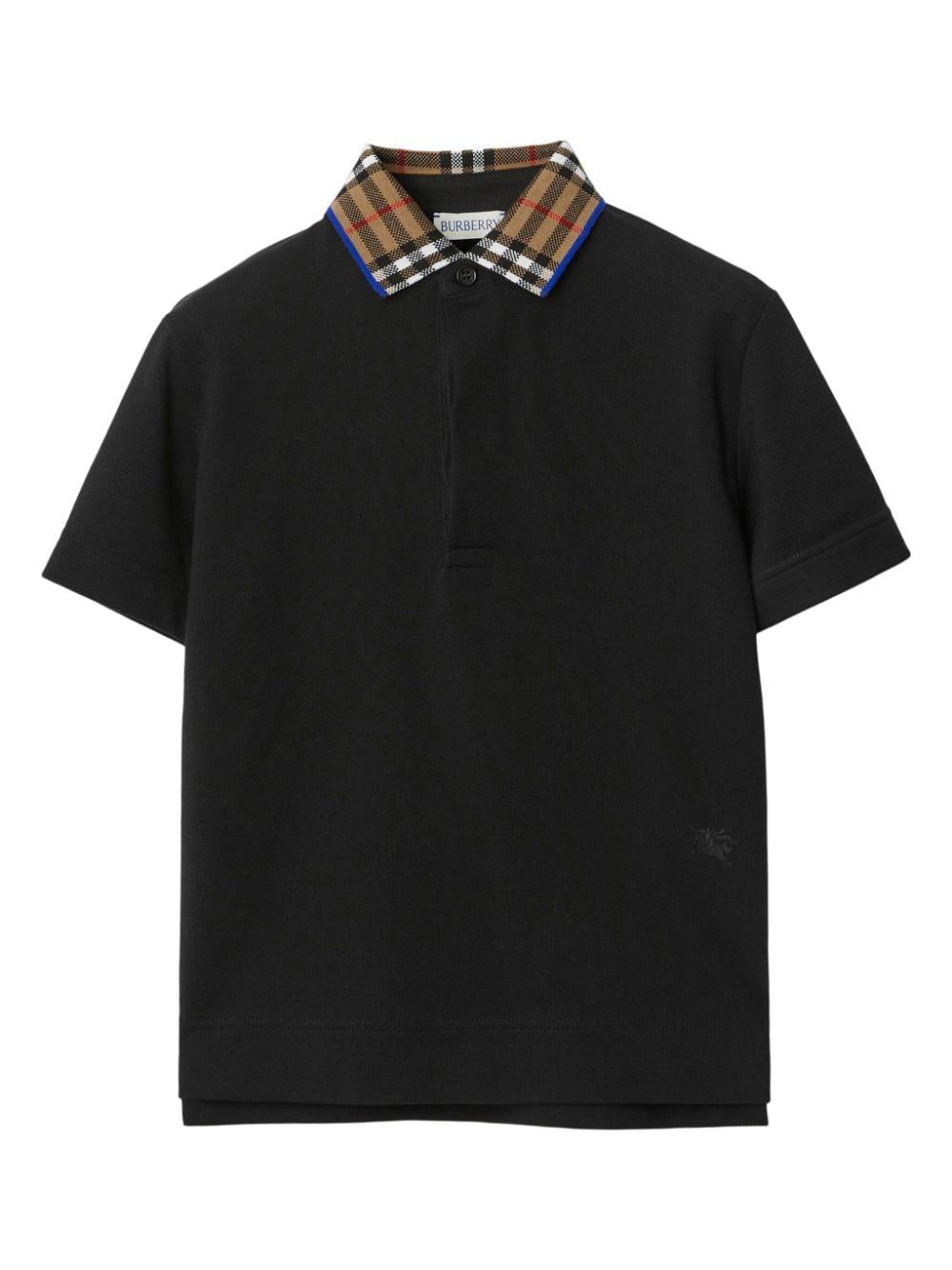 Polo nera per bambino con logo 8078567 A1189 Burberry Kids 