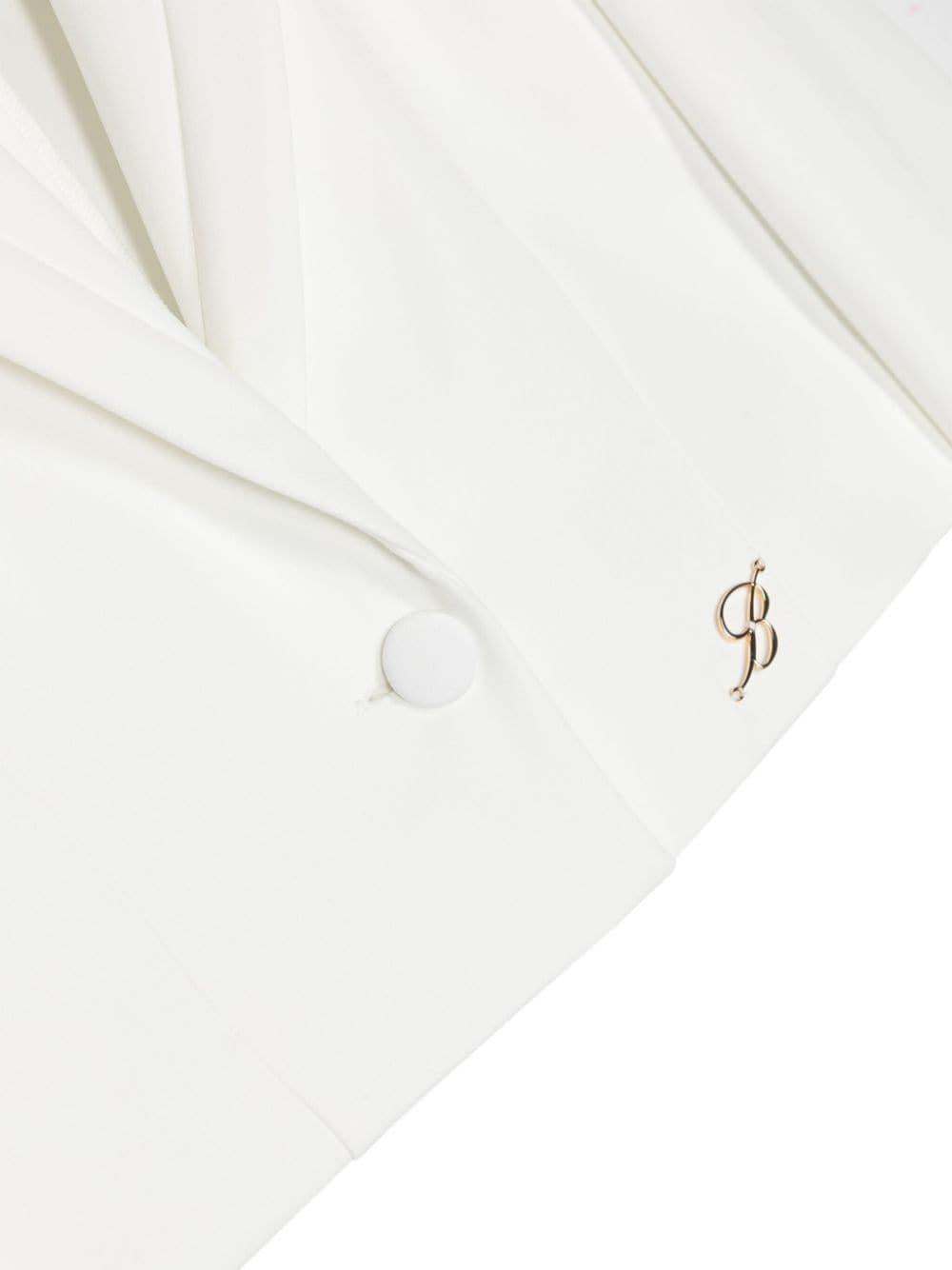 Blazer bianco per bambina con placca con logo