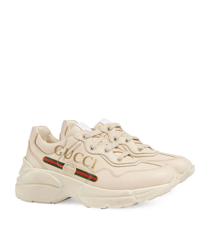 Sneakers crema per bambina con logo