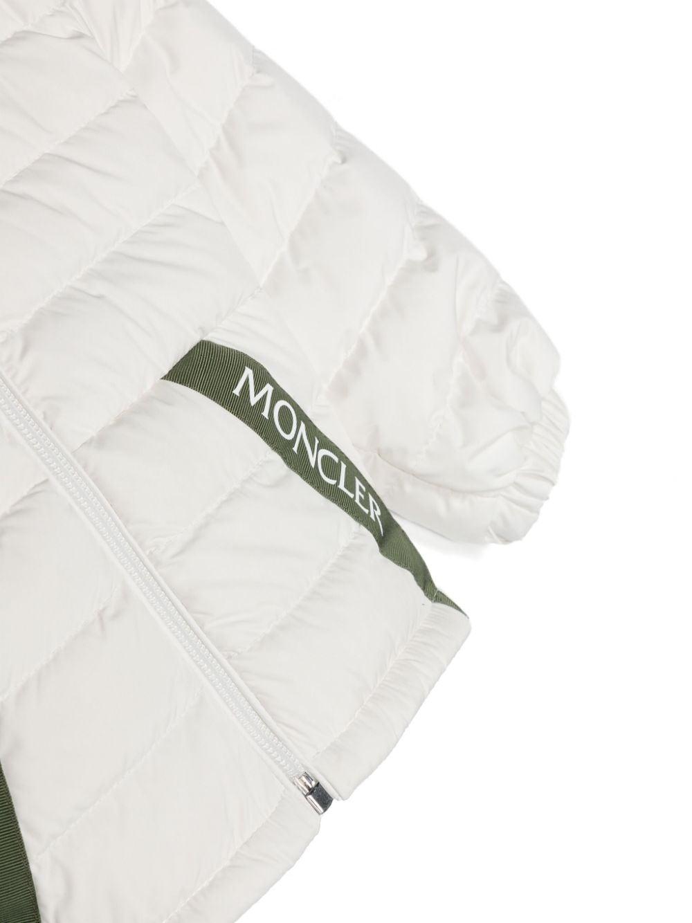 White Atsu jacket for newborns with logo