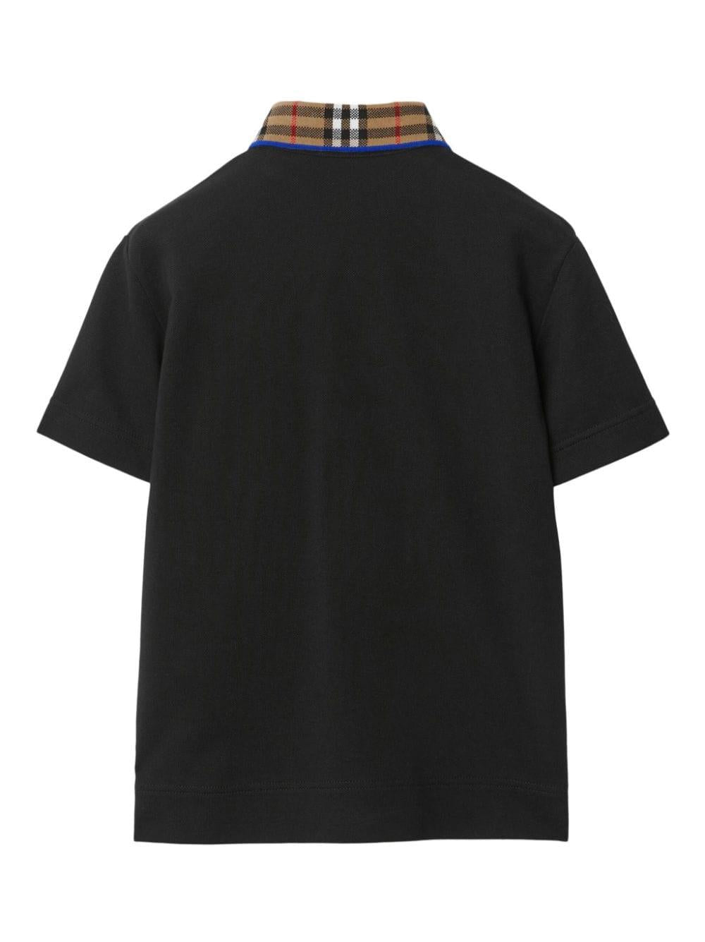 Polo nera per bambino con logo 8078567 A1189 Burberry Kids 