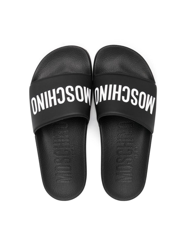 Ciabatte nere per bambini con logo 77490 8 Moschino Kids 